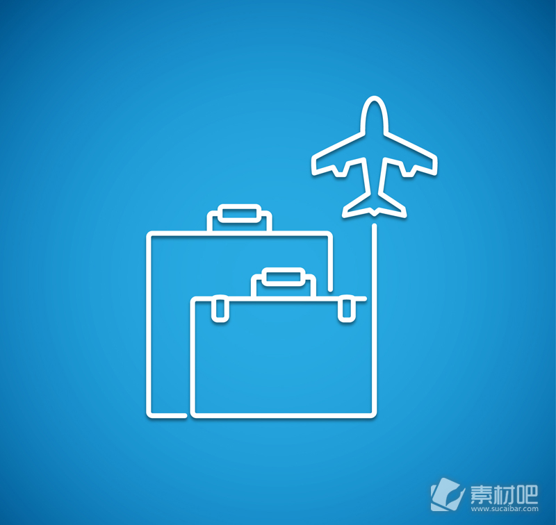 创意简洁行李箱和飞机矢量素材