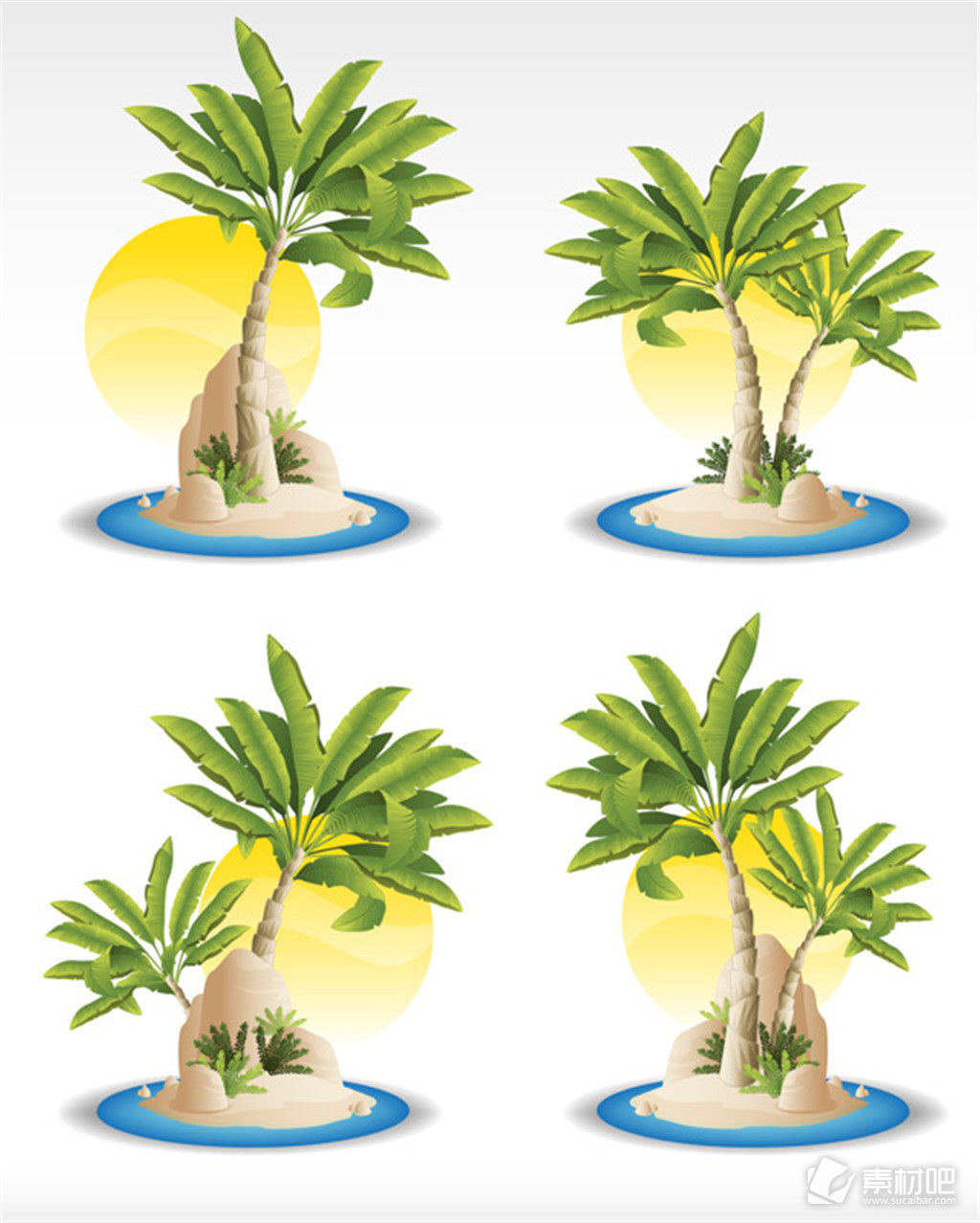 4款海边的椰树矢量素材