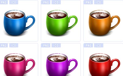 彩色咖啡杯图标下载