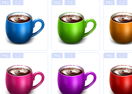 彩色咖啡杯图标下载