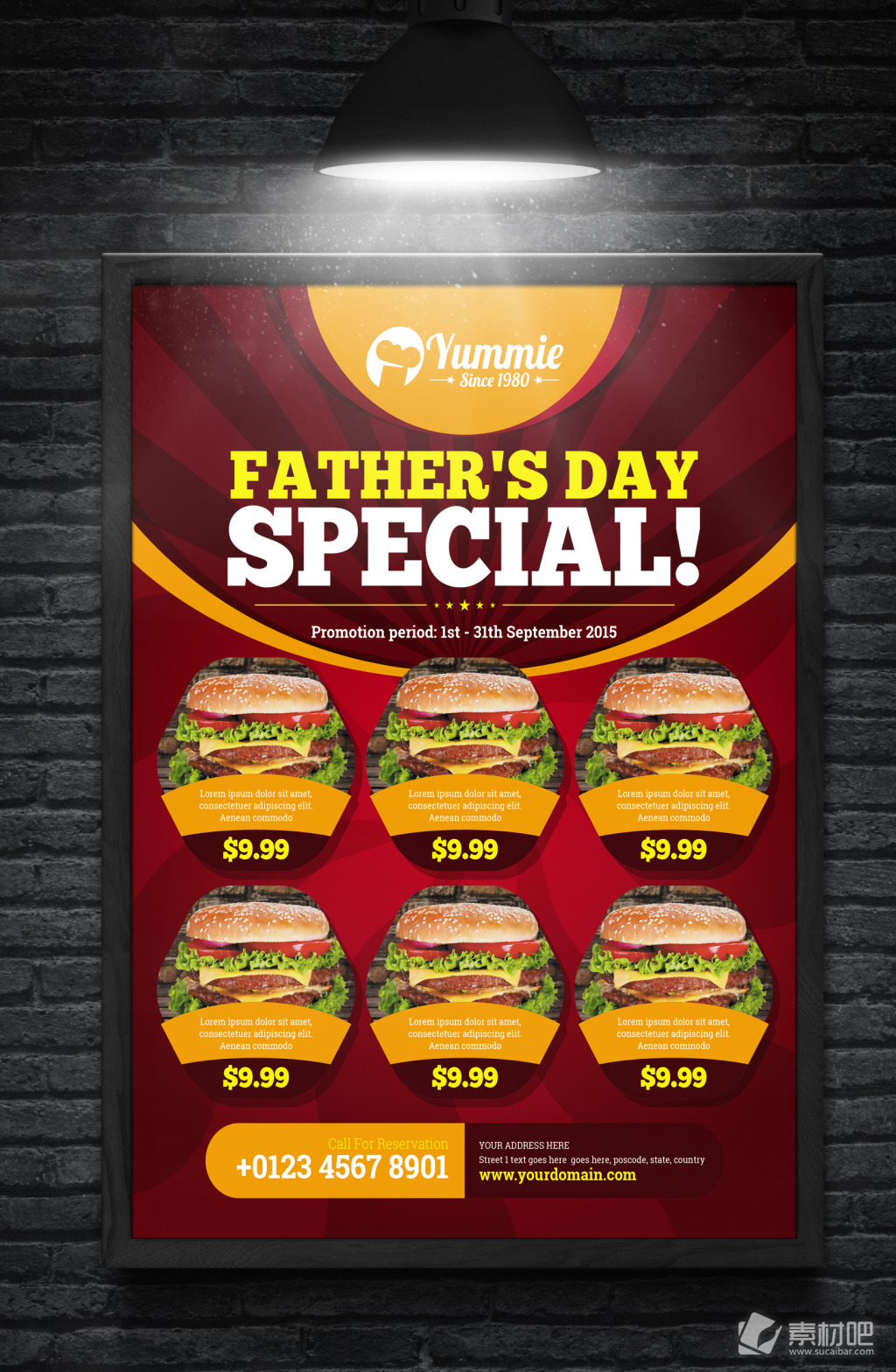 快餐餐厅汉堡包美食促销活动宣传海报