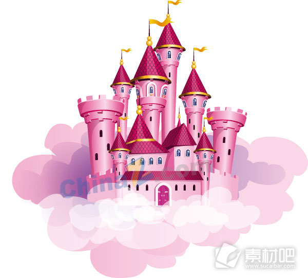 粉色城堡矢量插画设计