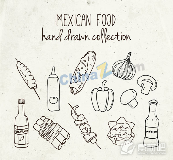 手绘墨西哥食物矢量素材