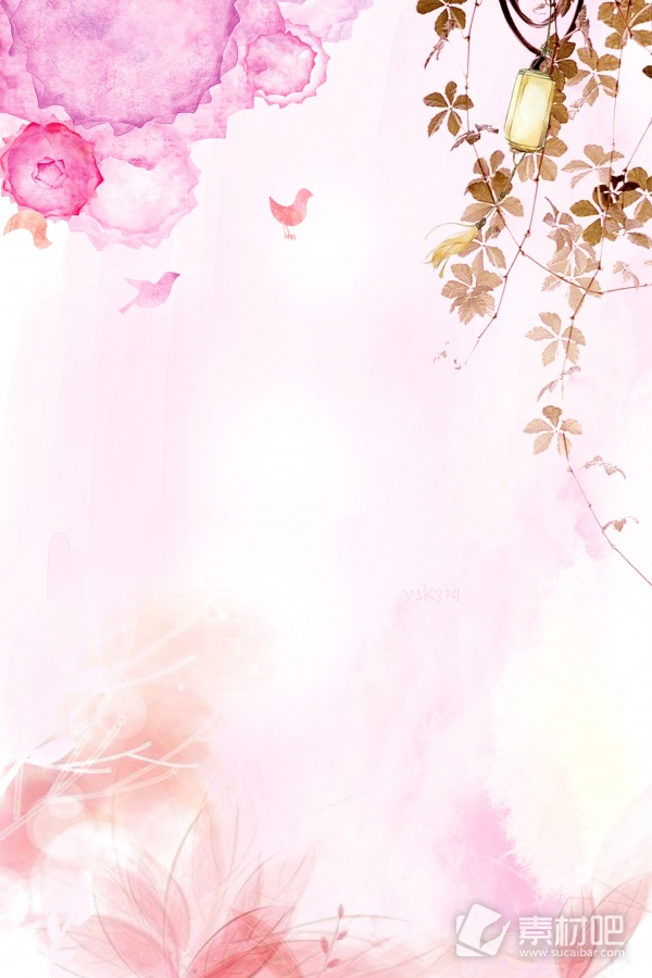 粉色小清新花卉背景图