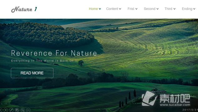大图排版欧美网页风绿色环保生态主题ppt模板