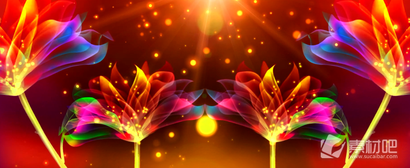超酷粒子炫光花朵开放背景视频