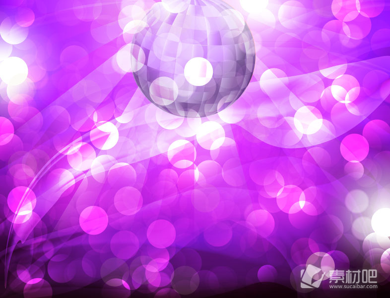 紫色霓虹灯球和光晕背景矢量素材