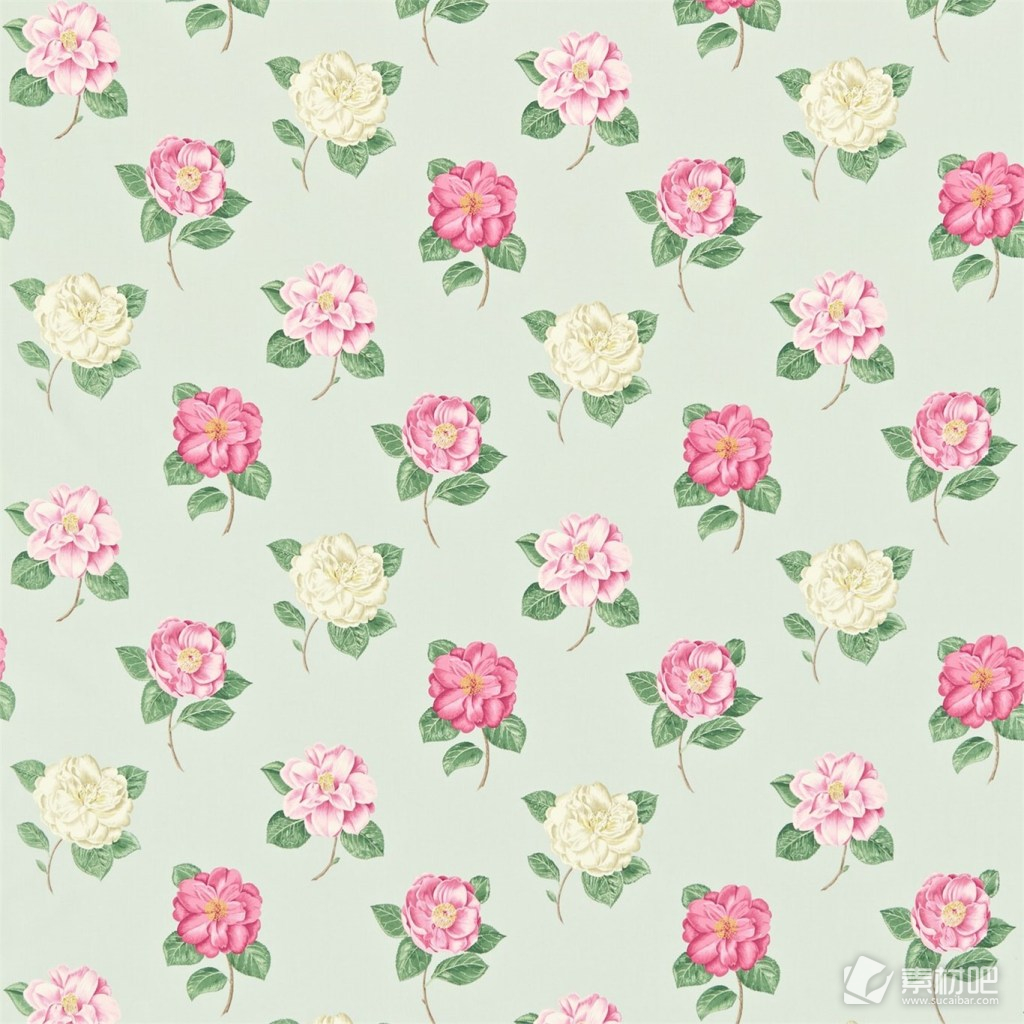 粉白色花朵花纹布艺壁纸矢量素材