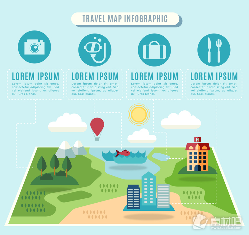 创意旅行地图信息图矢量素材