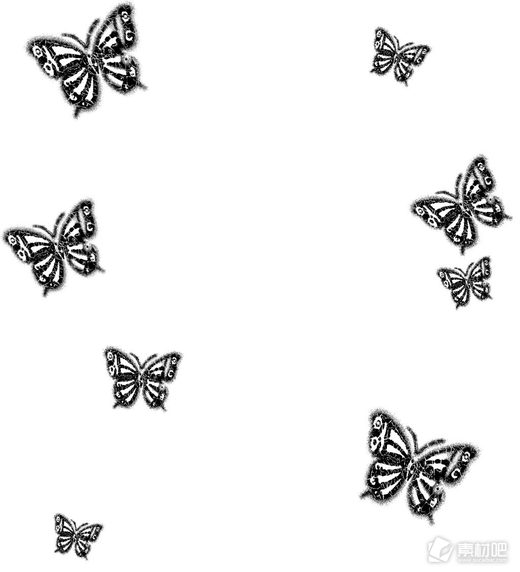 黑白蝴蝶漂浮元素