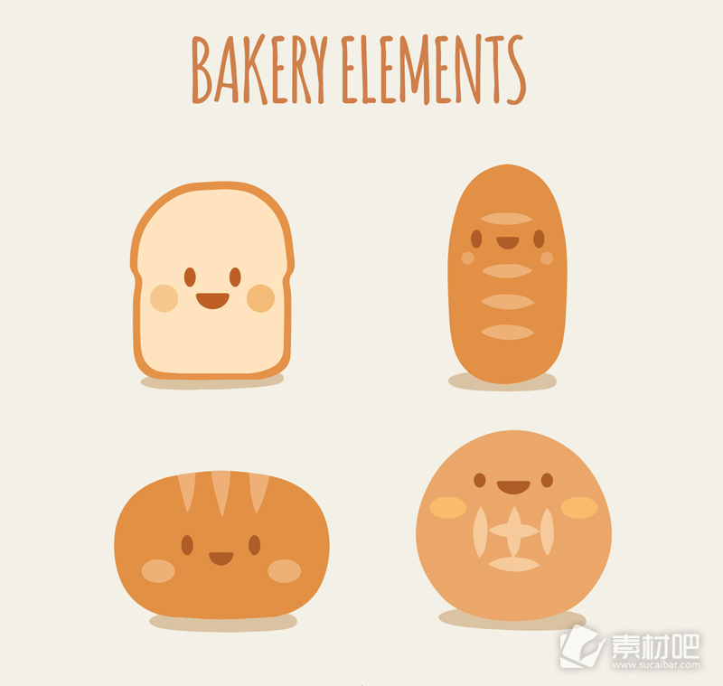 可爱面包表情设计矢量素材