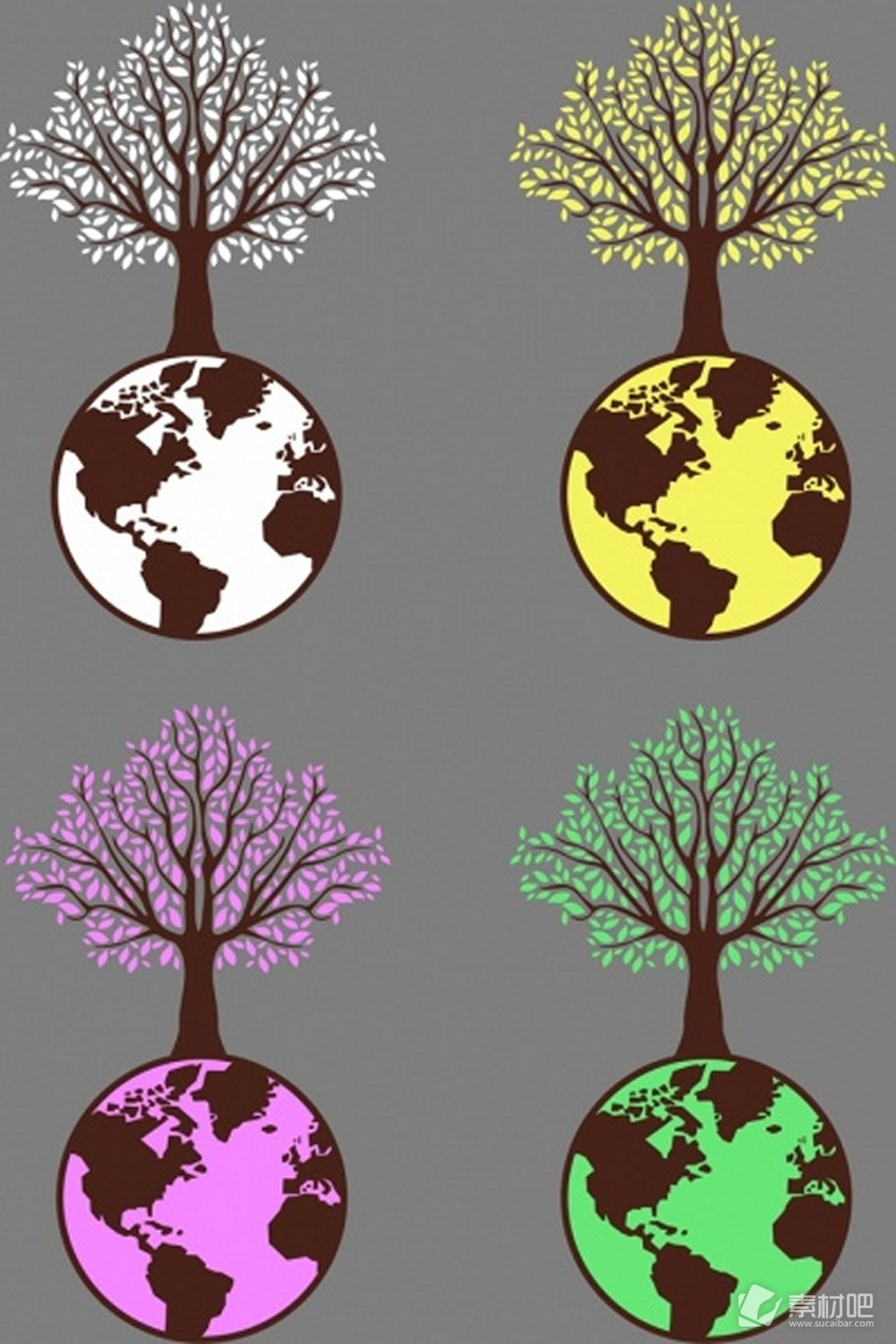 环境保护地球与树矢量图