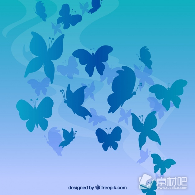 蓝色的蝴蝶剪影