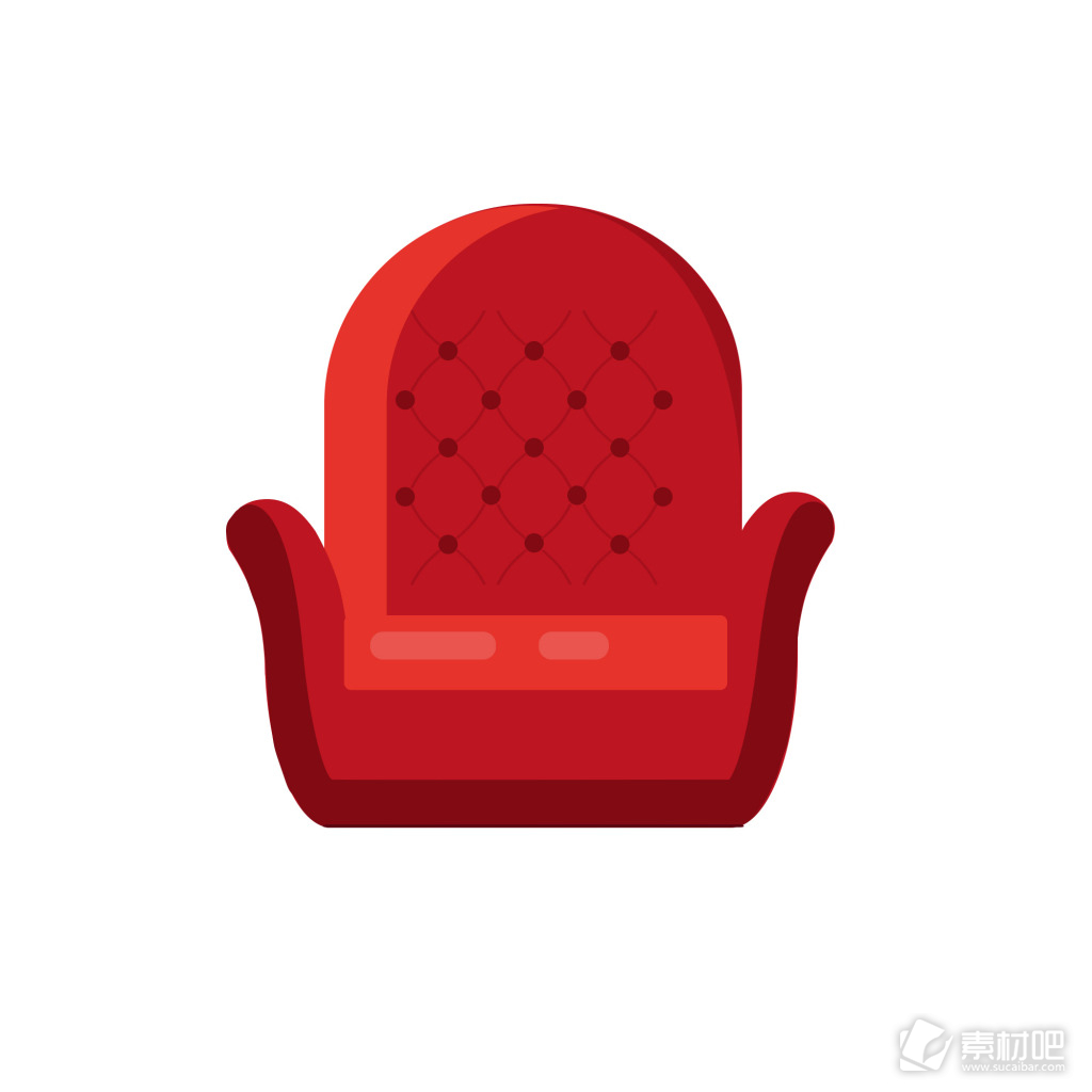 沙发素材PSD卡通红色沙发