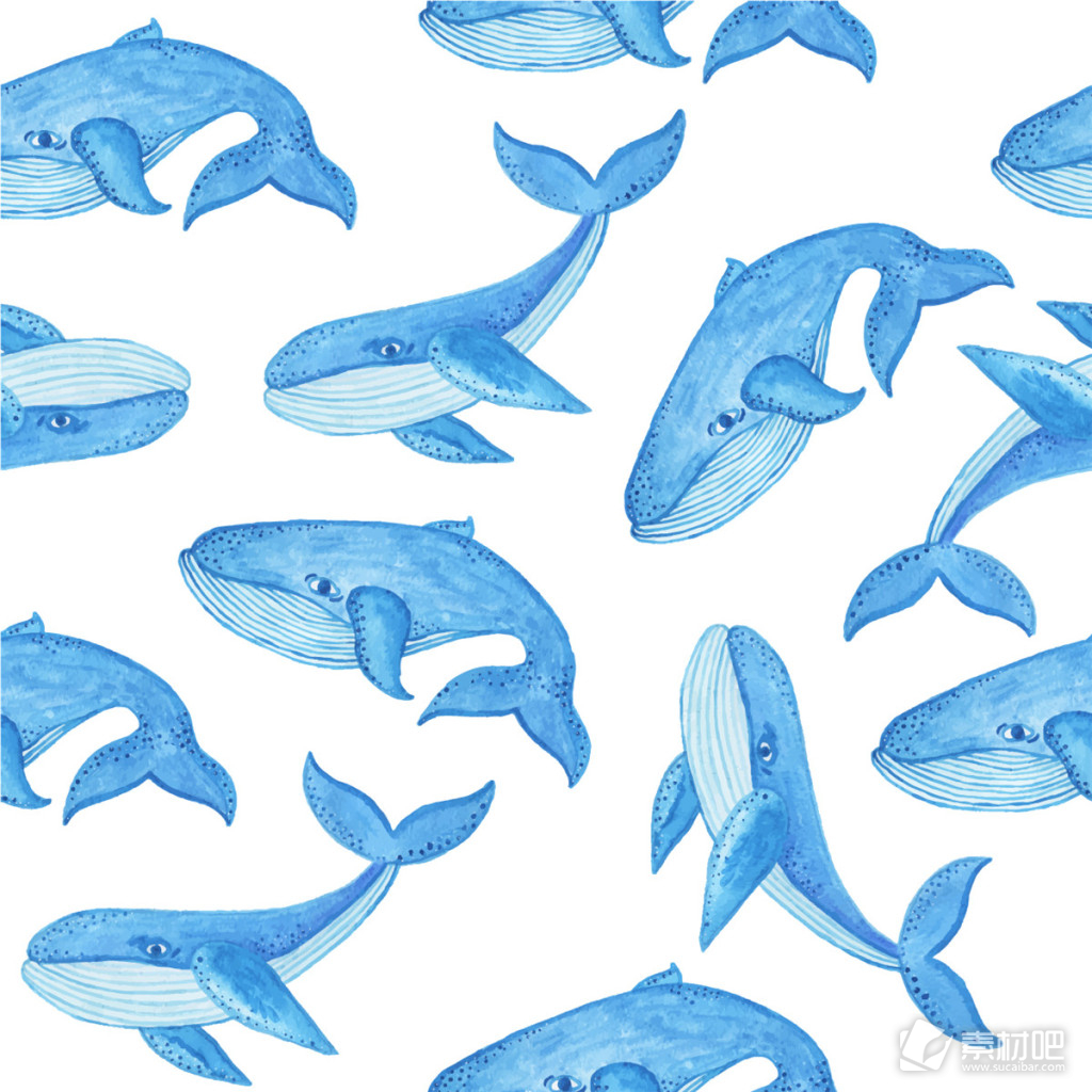 天蓝色海豚花纹背景图