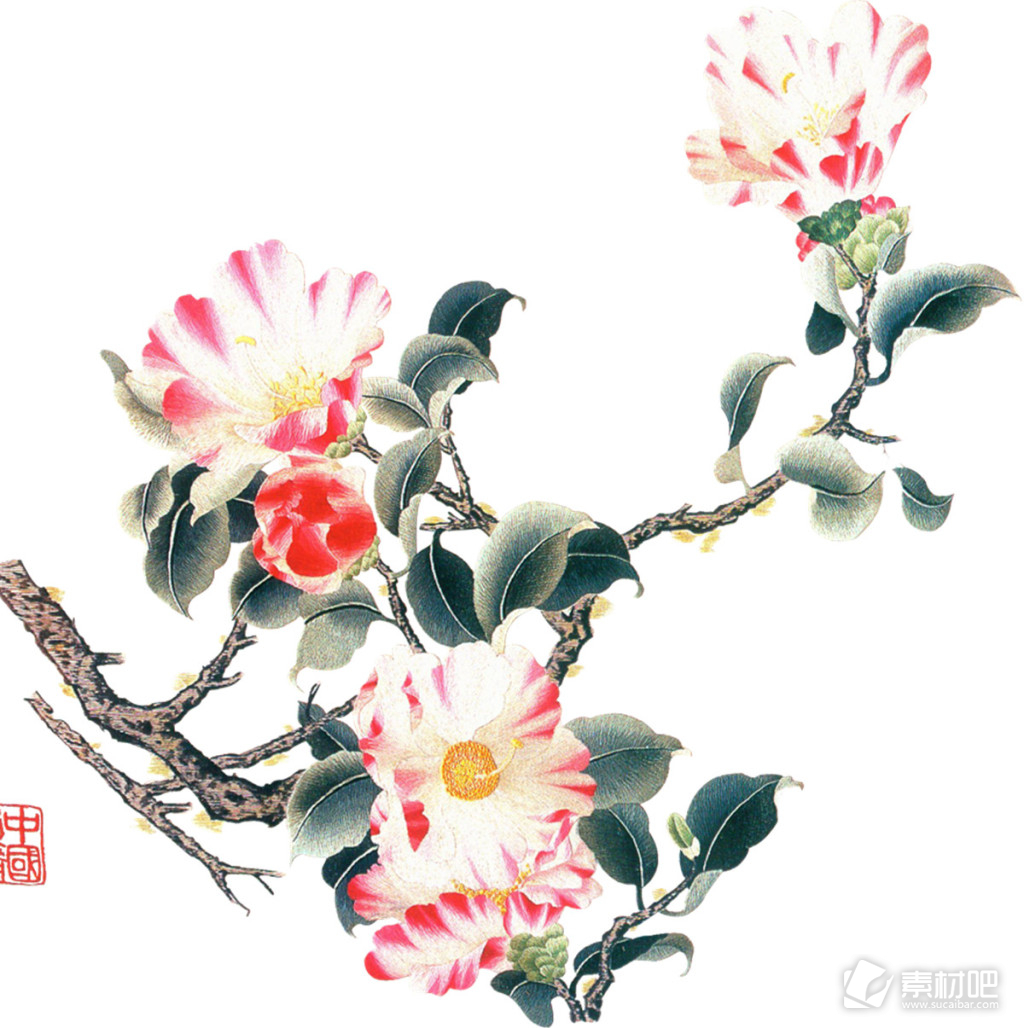 中国风花朵国画素材