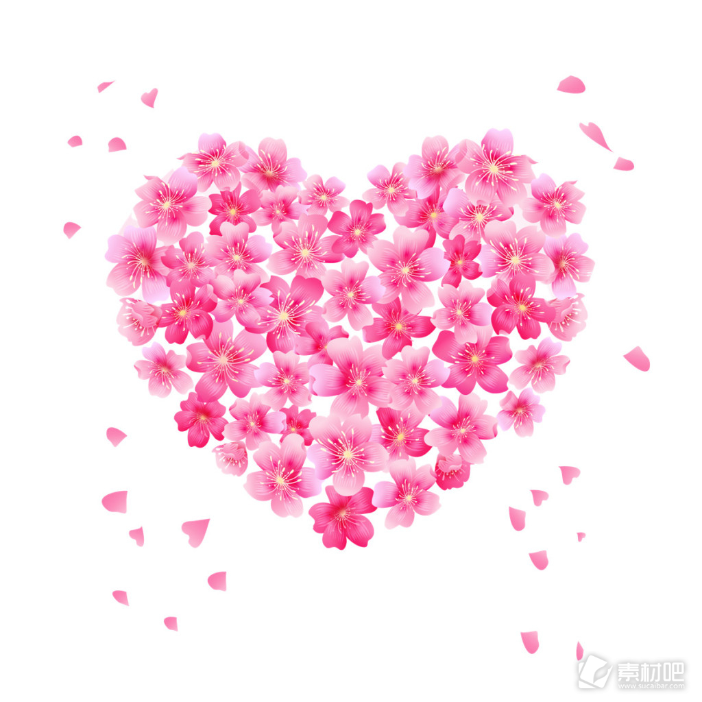 粉色花朵心形素材图片