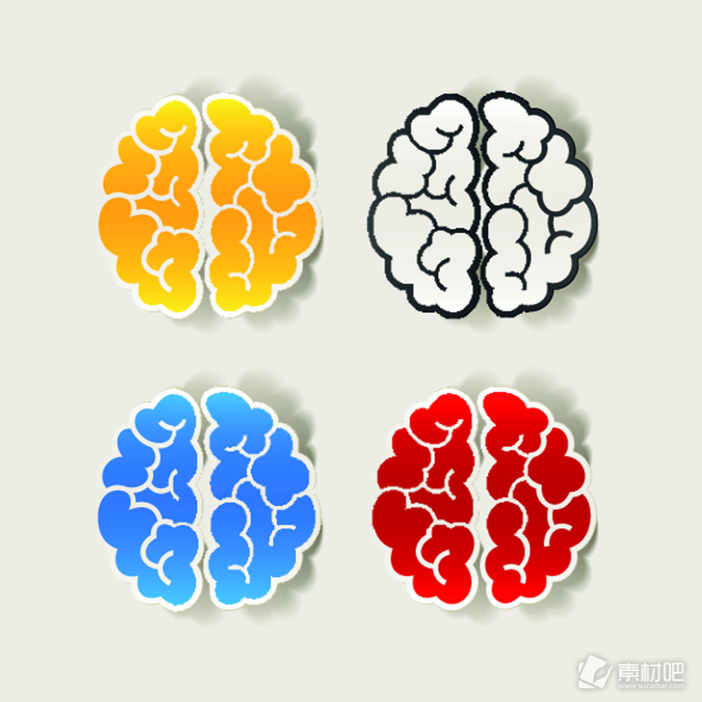 彩色大脑矢量素材