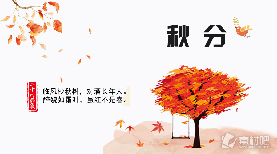 秋分落叶节日海报