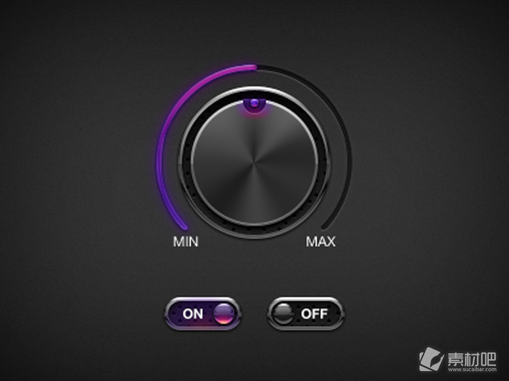 紫色精美质感音乐旋转按钮图标设计