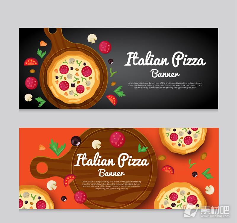 创意意大利披萨banner矢量图