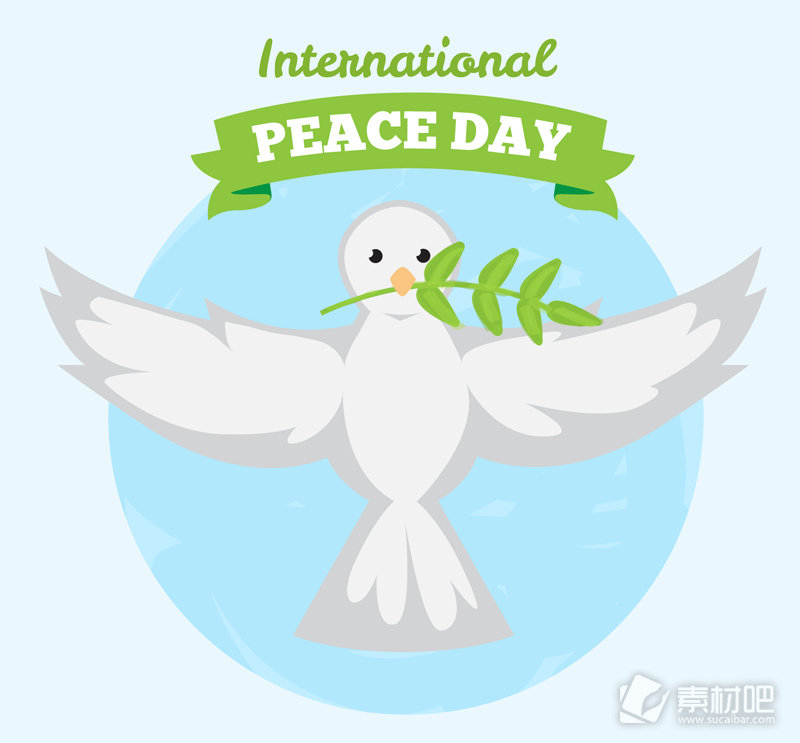 白色鸽子国际和平日贺卡矢量图