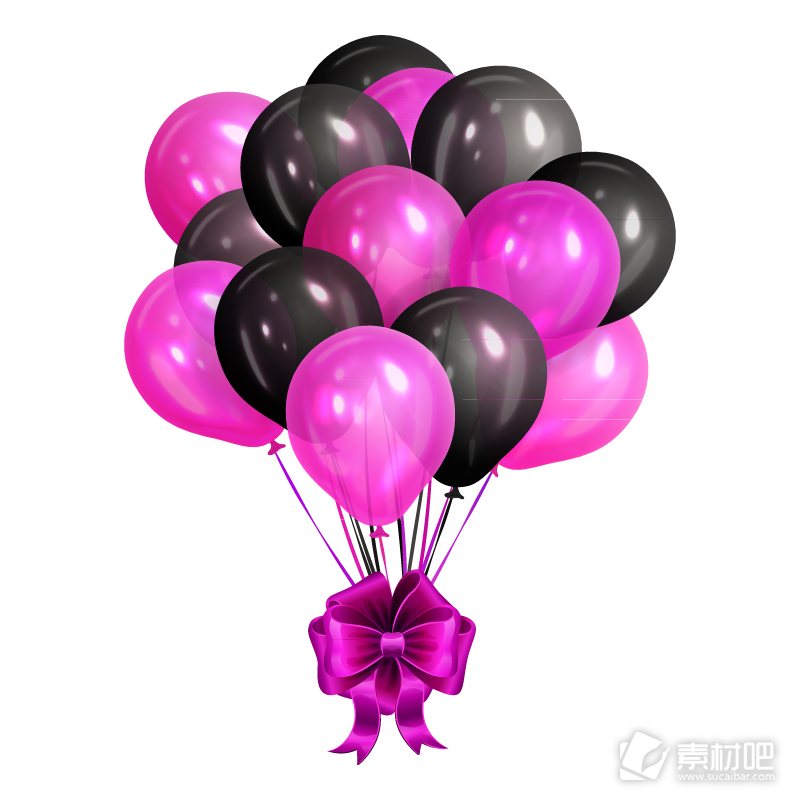 精美紫色和黑色气球束矢量素材