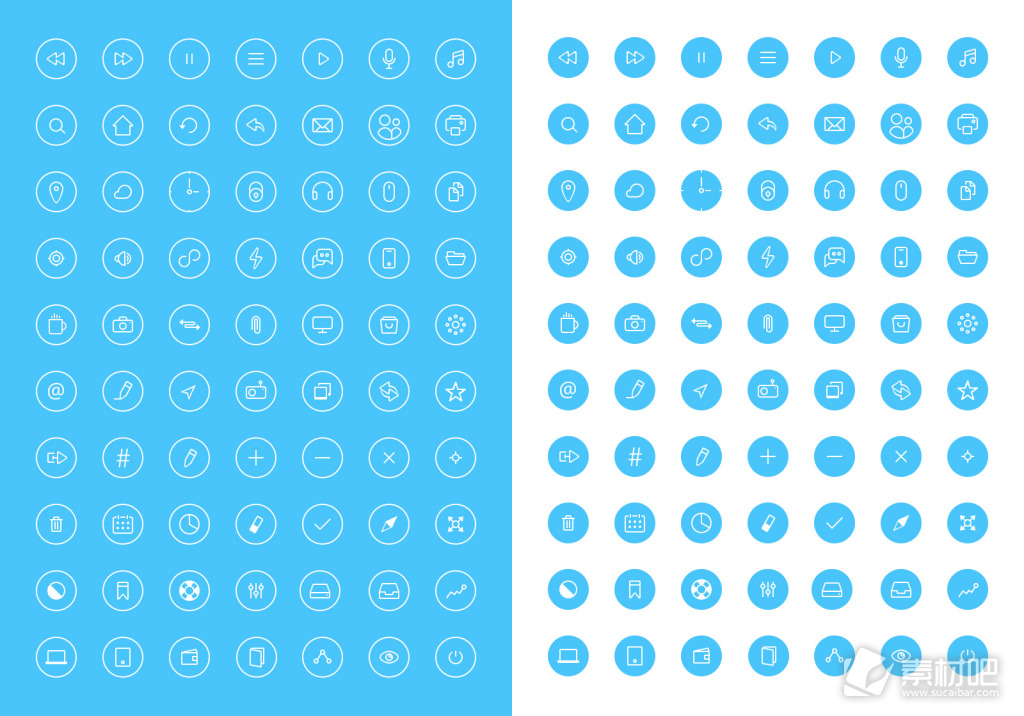 蓝色圆形网页icon图标psd素材