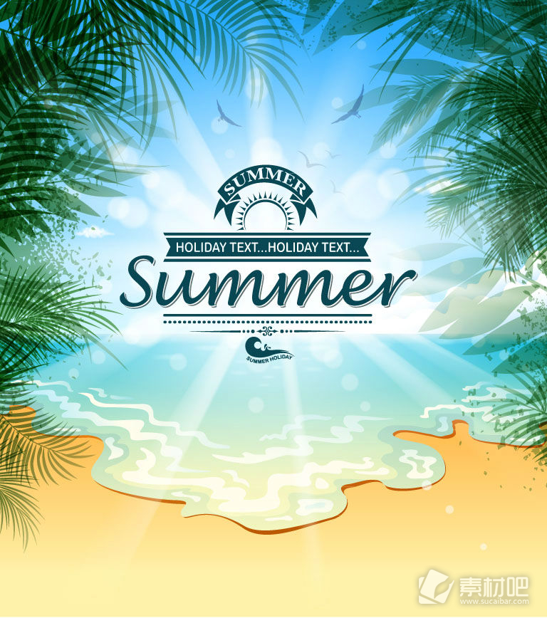 夏季海滩度假海报矢量素材