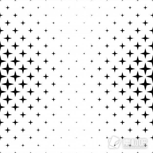 黑白抽象背景素材 黑白星形图案抽象几何图形矢量背景 素材吧