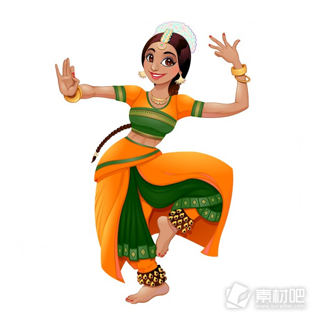 印度女人跳舞矢量图