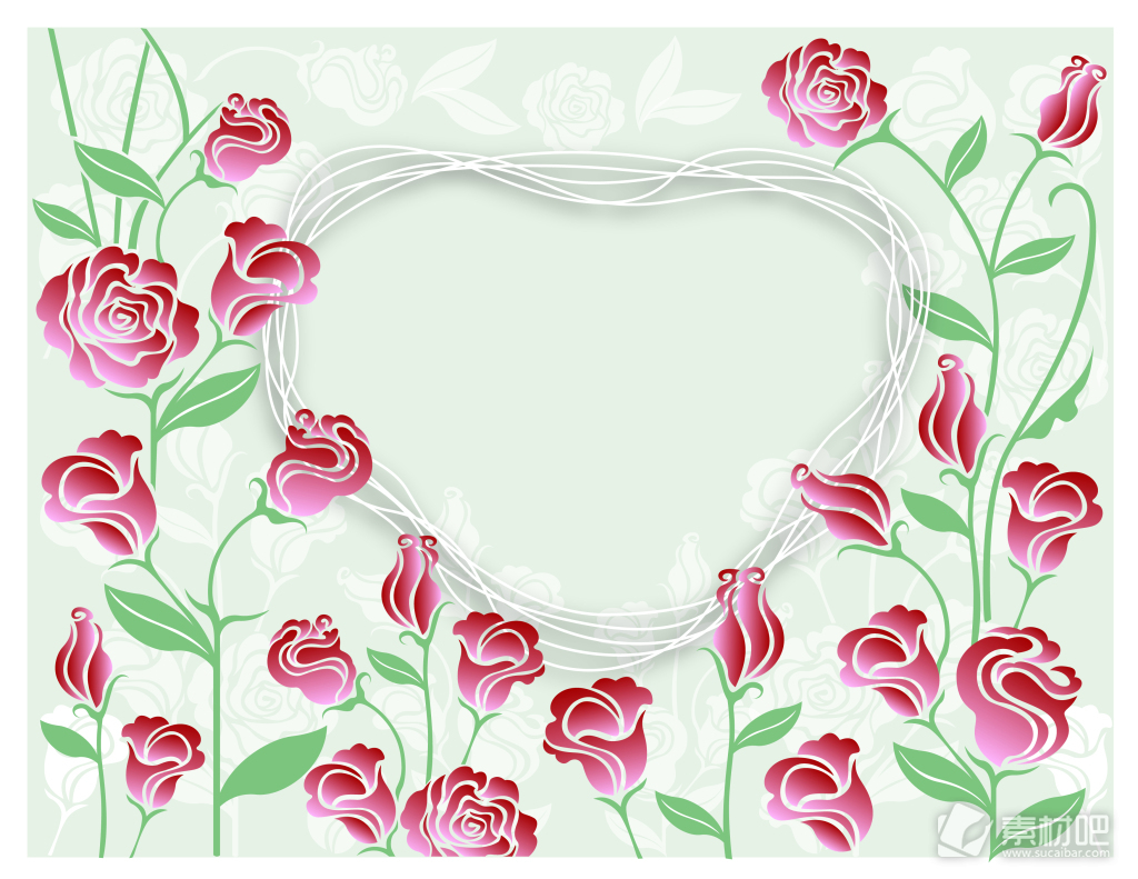 玫瑰花边框图 精美玫瑰花边框矢量背景 素材吧