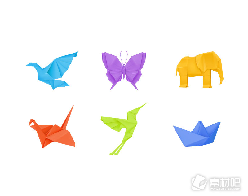 6款彩色折纸小动物设计矢量素材