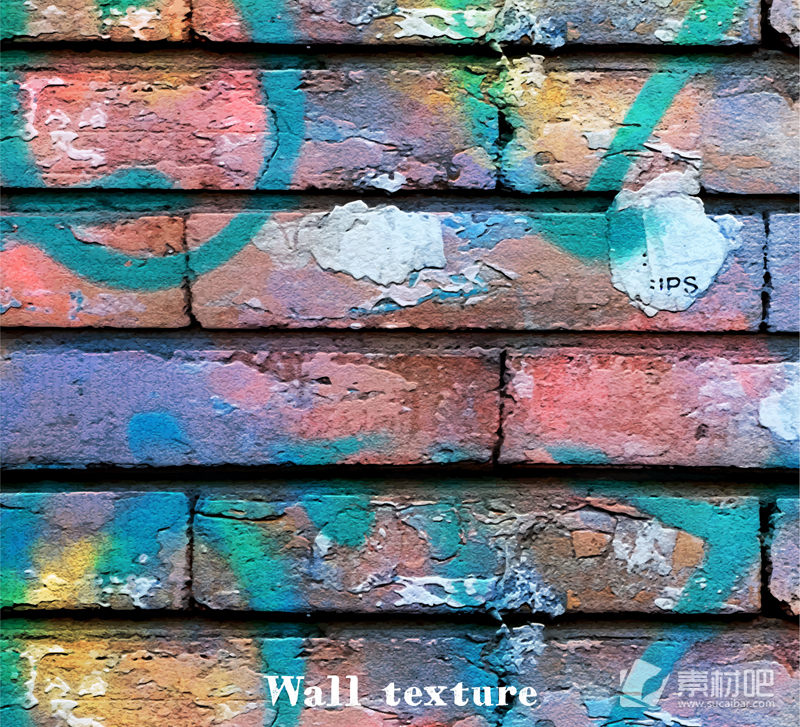 水彩涂鸦砖墙背景矢量素材