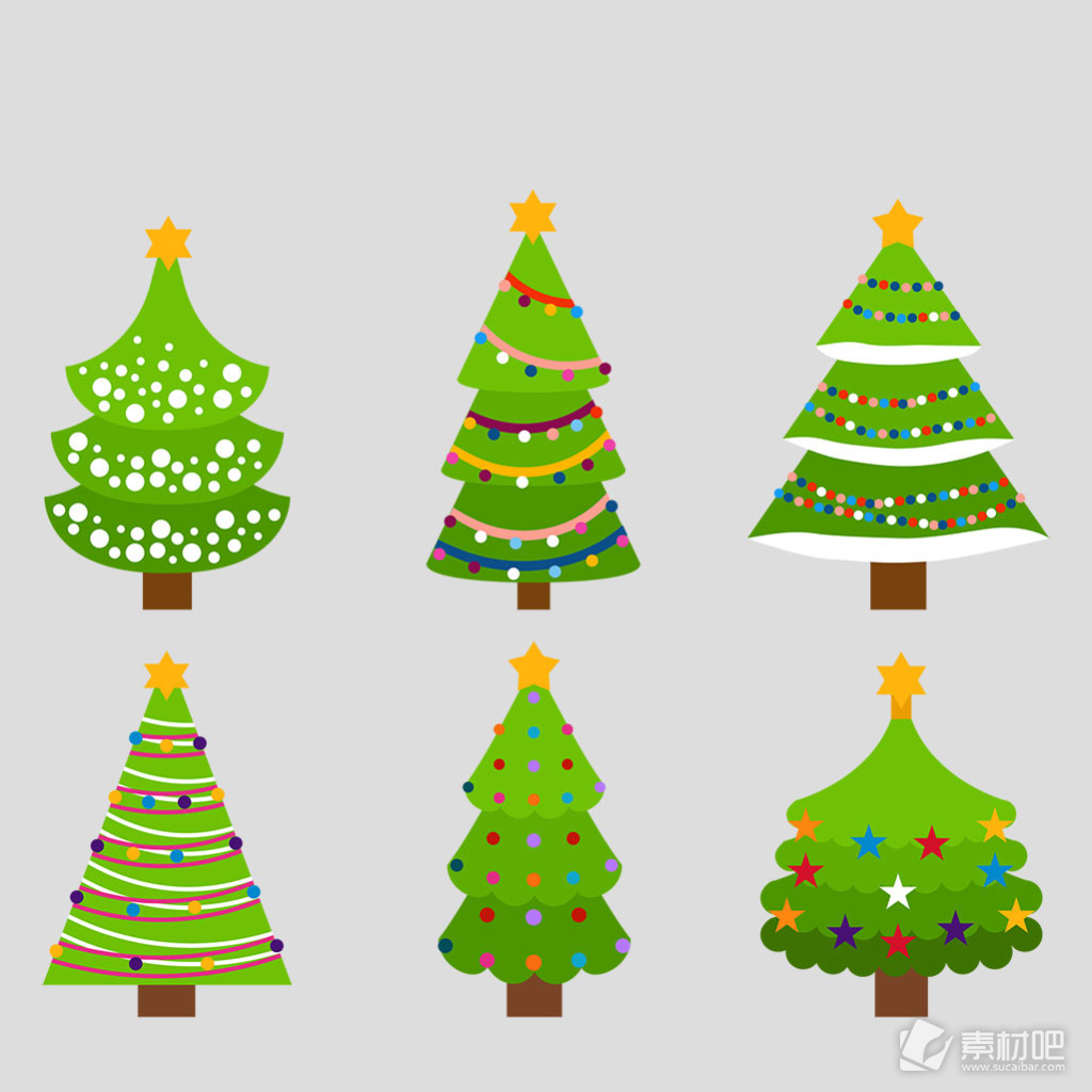绿色卡通圣诞树免抠psd透明素材