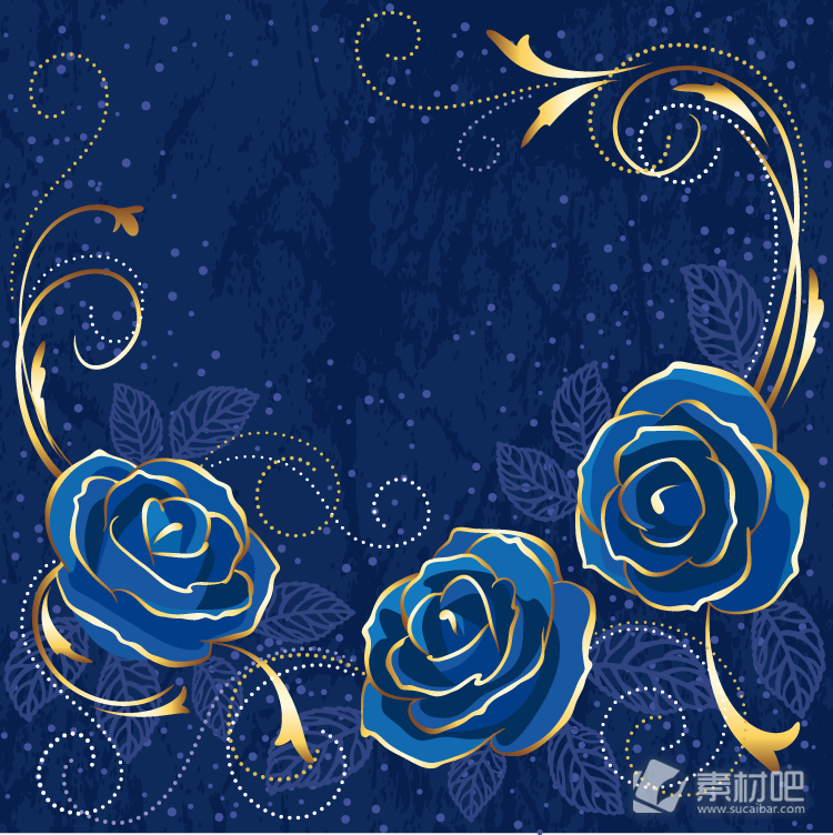 高贵优雅的蓝色玫瑰背景矢量素材
