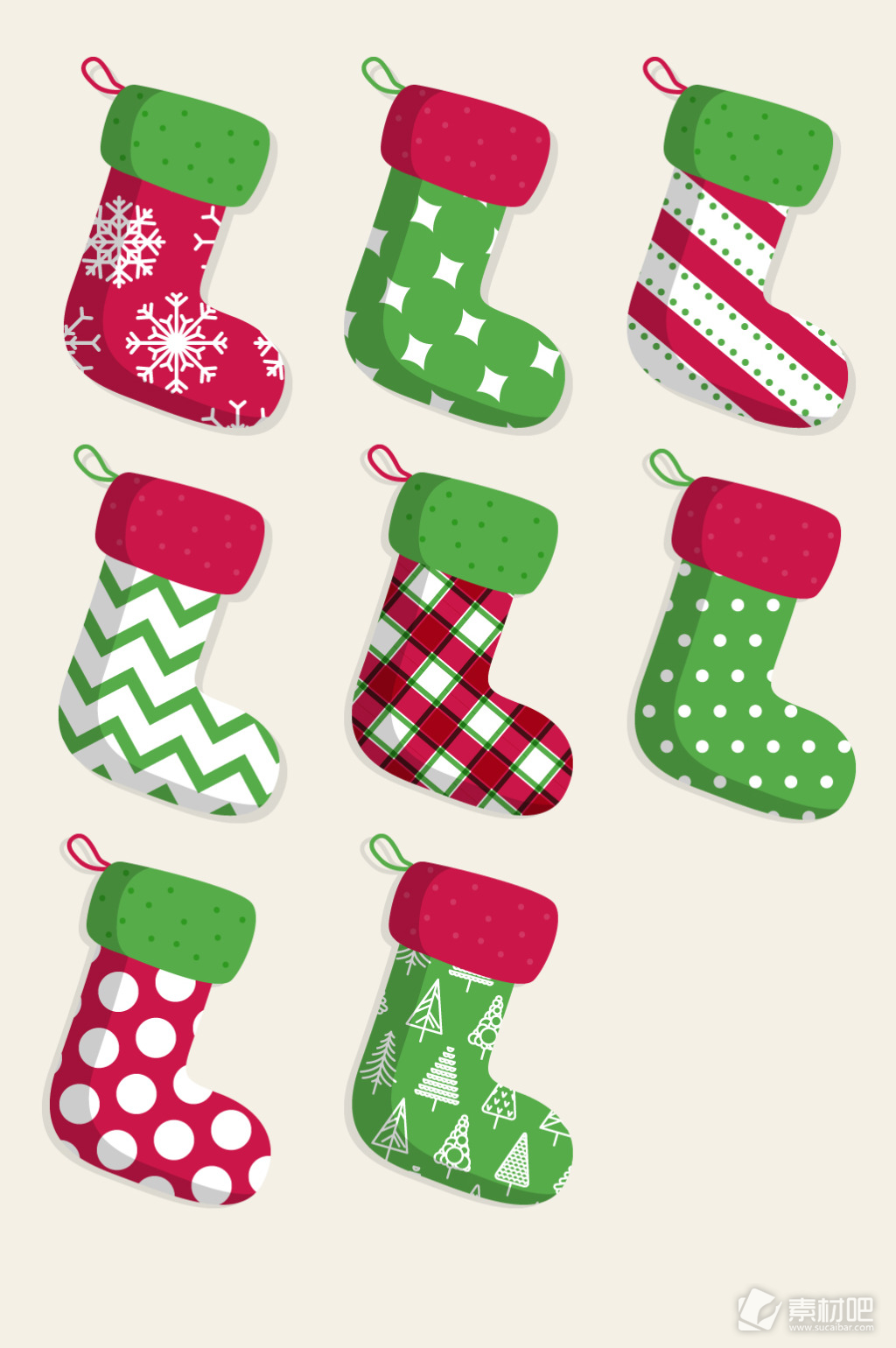 节日元素圣诞袜设计素材