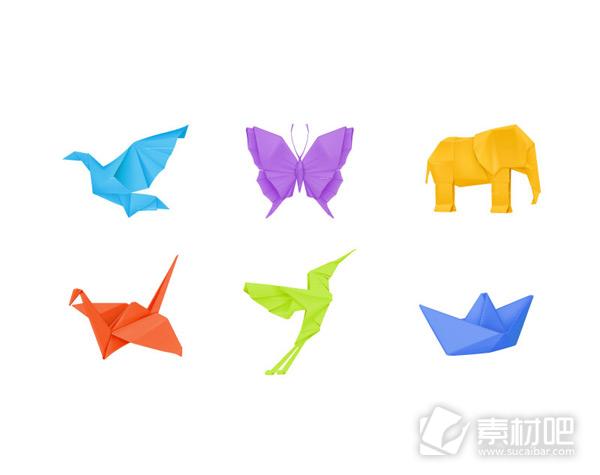 彩色折纸小动物设计矢量素材
