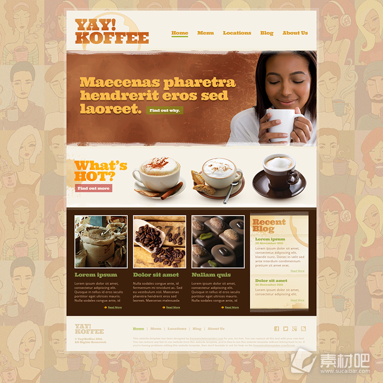 国外咖啡主题网页模板PSD素材