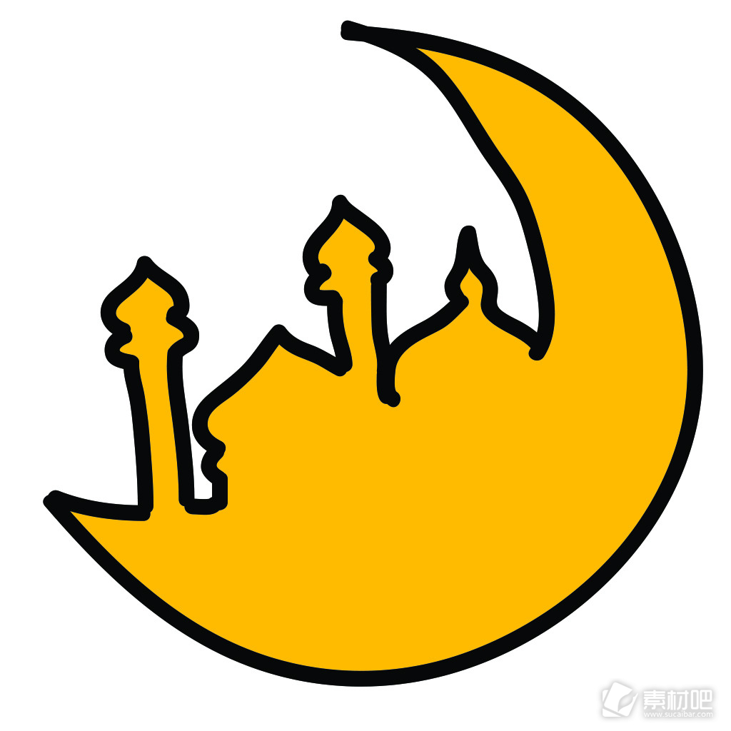 黄色网页UI月亮icon图标设计
