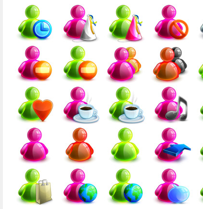 色彩斑斓的MSN各种状态图标透明
