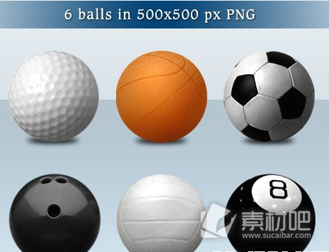 6款球类png图标模板下载