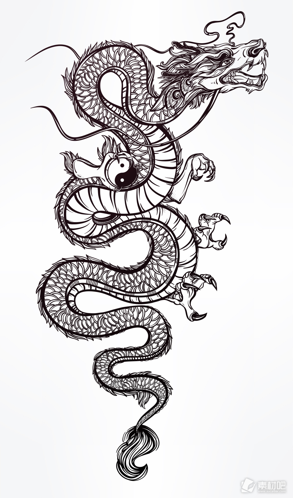 传统中国龙纹装修图案