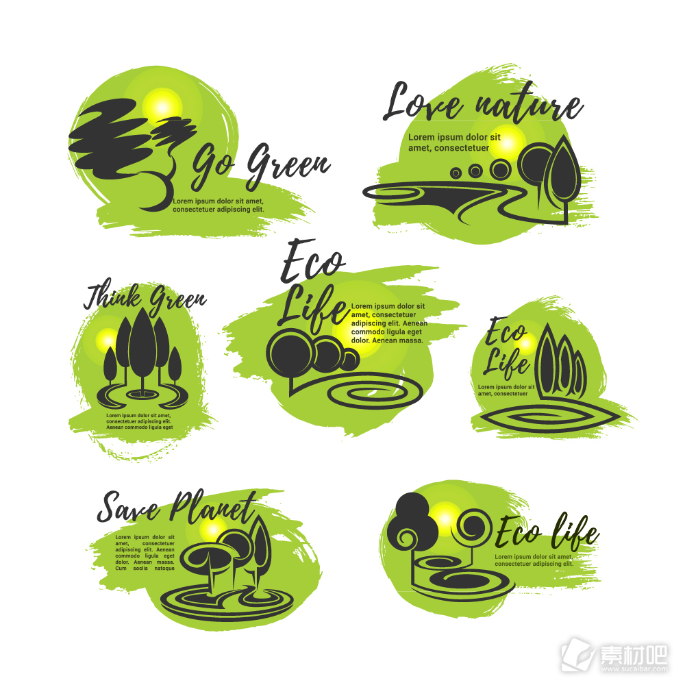 7款绿色环保生活标志矢量素材