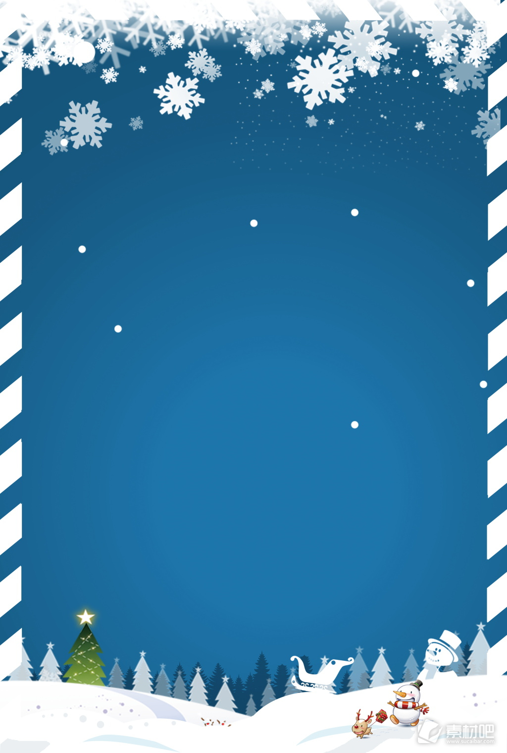 蓝色雪景圣诞节日活动背景