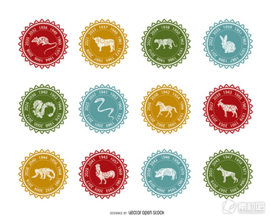中国十二生肖标签集