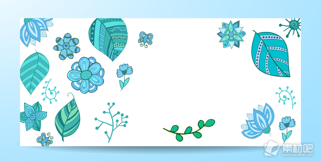 小清新蓝色花朵海报背景素材