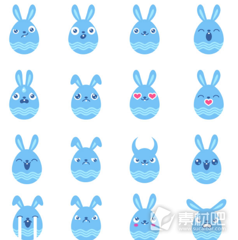 蓝色兔子表情图标png