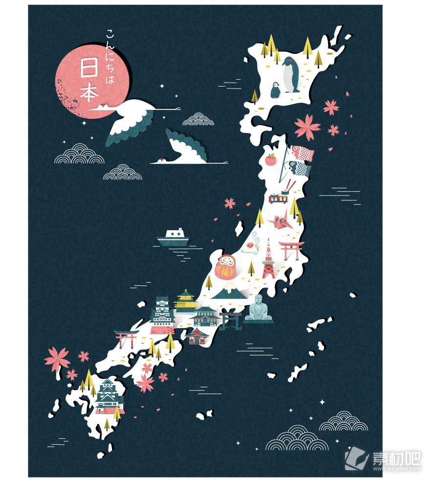 时尚创意日本旅行地图