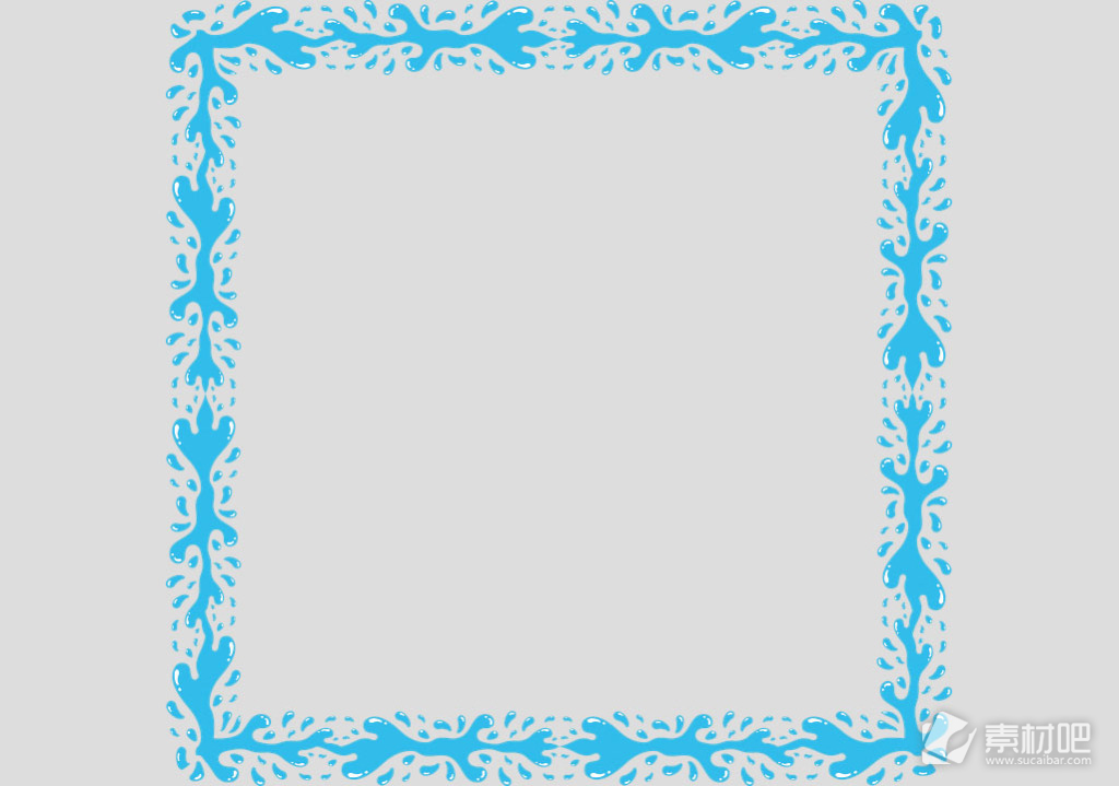 抽象水滴图案蓝色边框免抠psd透明素材